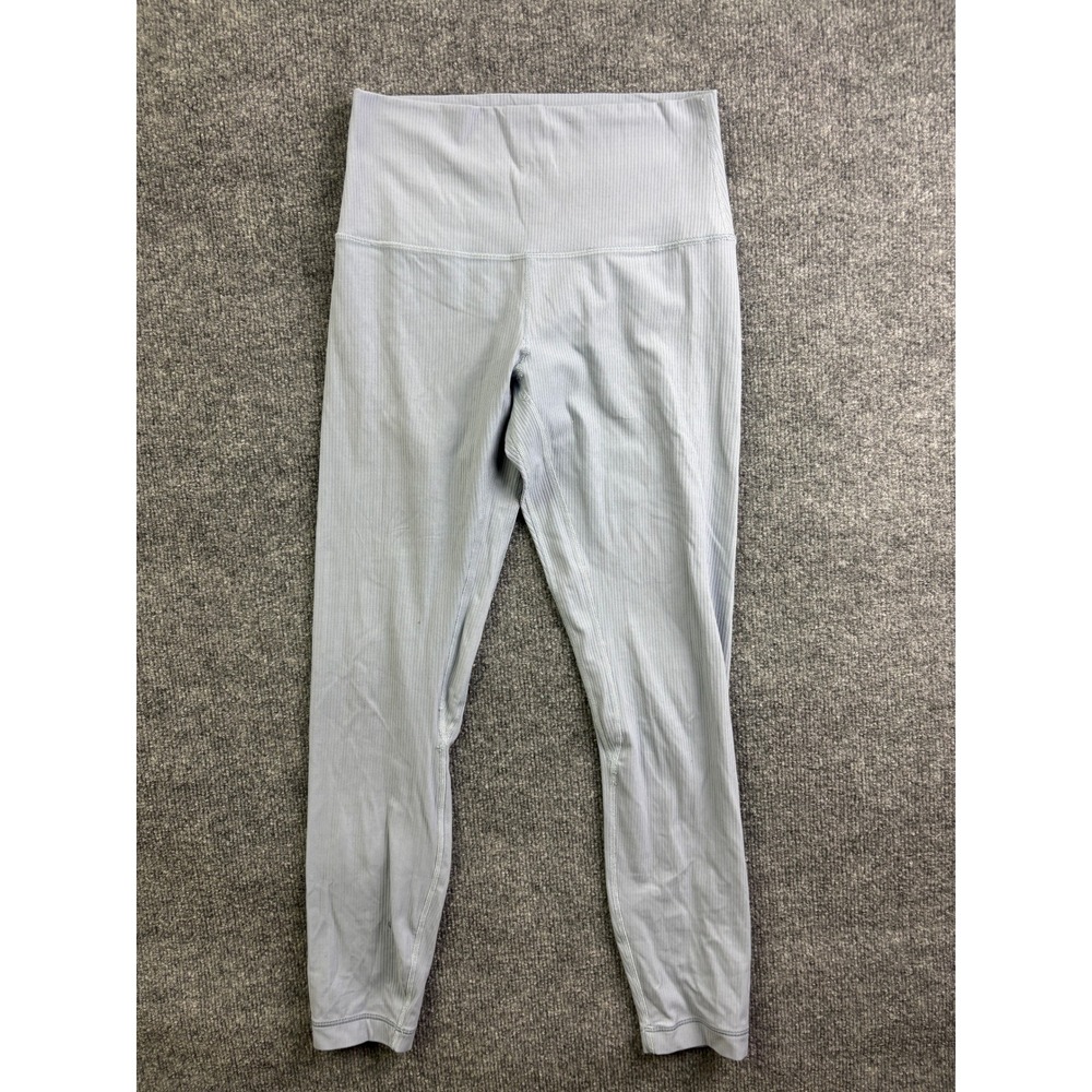 Lululemon Ribbed‎ High Rise Leggings Womens 6 Blue Grey Yoga Athletic 7/8 Pant